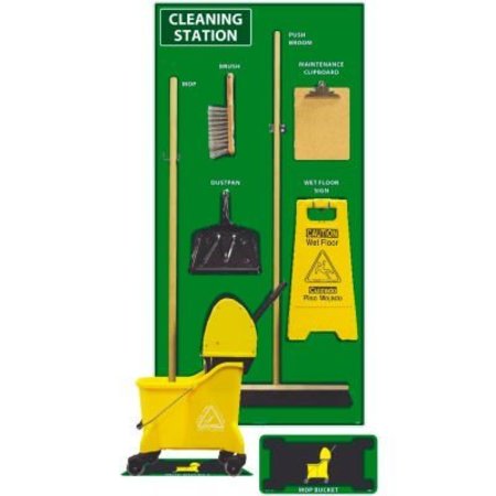 NMC National Marker Cleaning Station Shadow Board, Combo Kit, Green/Black, 72 X 36, Acp, Composite SBK146ACP